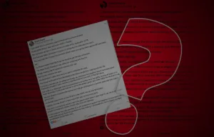 Featured image showing a viral Facebook post by Vinod Chand alleging that former Kerala Chief Minister Pinarayi Vijayan and a Public Prosecutor sought a bribe to withdraw a UAPA case. The graphic highlights the post's text against a red background, illustrating the spread of an unverified claim about a journalist's daughter, Kerala UAPA cases, political corruption allegations, and misinformation on social media.