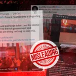 Fact check image showing a 2023 Paris Stock Exchange protest video misated as 2026