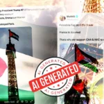 video showing a Palestinian flag flying over the Eiffel Tower in Paris